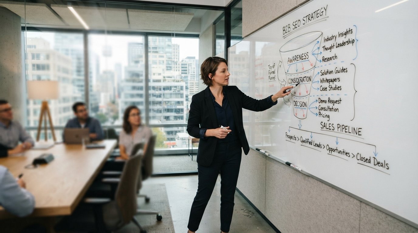 A B2B SEO strategy treats search as a pipeline system rather than a traffic project.