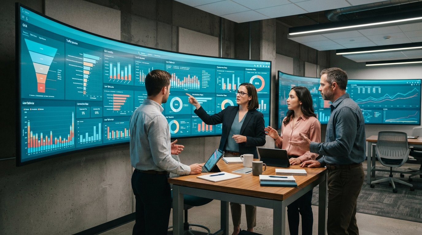 What Is Looker Studio? Turning GA4 Data Into Decisions 3 Blended data in Looker Studio joining GA4 sessions with Google Ads spend