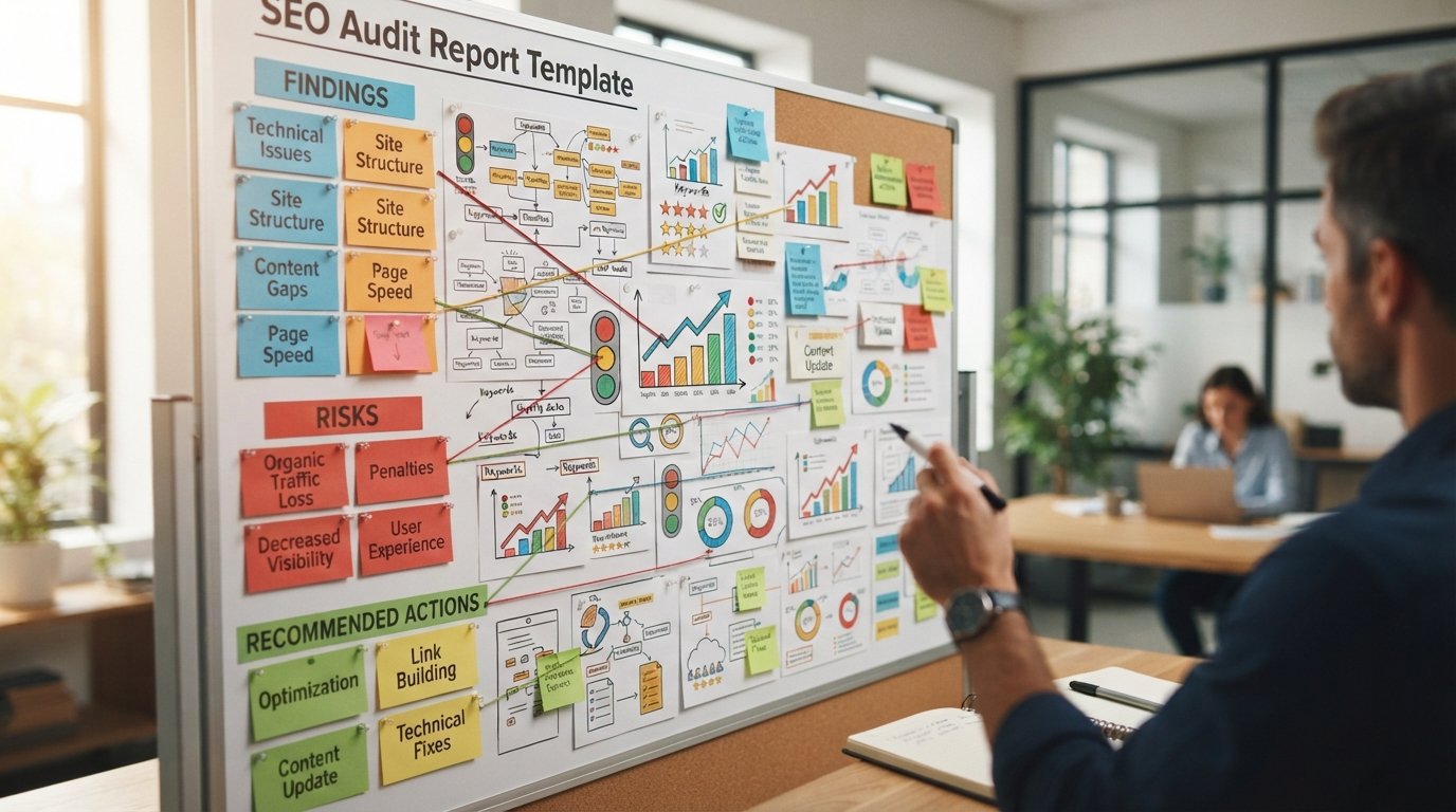 The SEO Audit Report Template That Gets Stakeholders to Act 2 Executive summary section of an SEO audit report template built for decision-makers