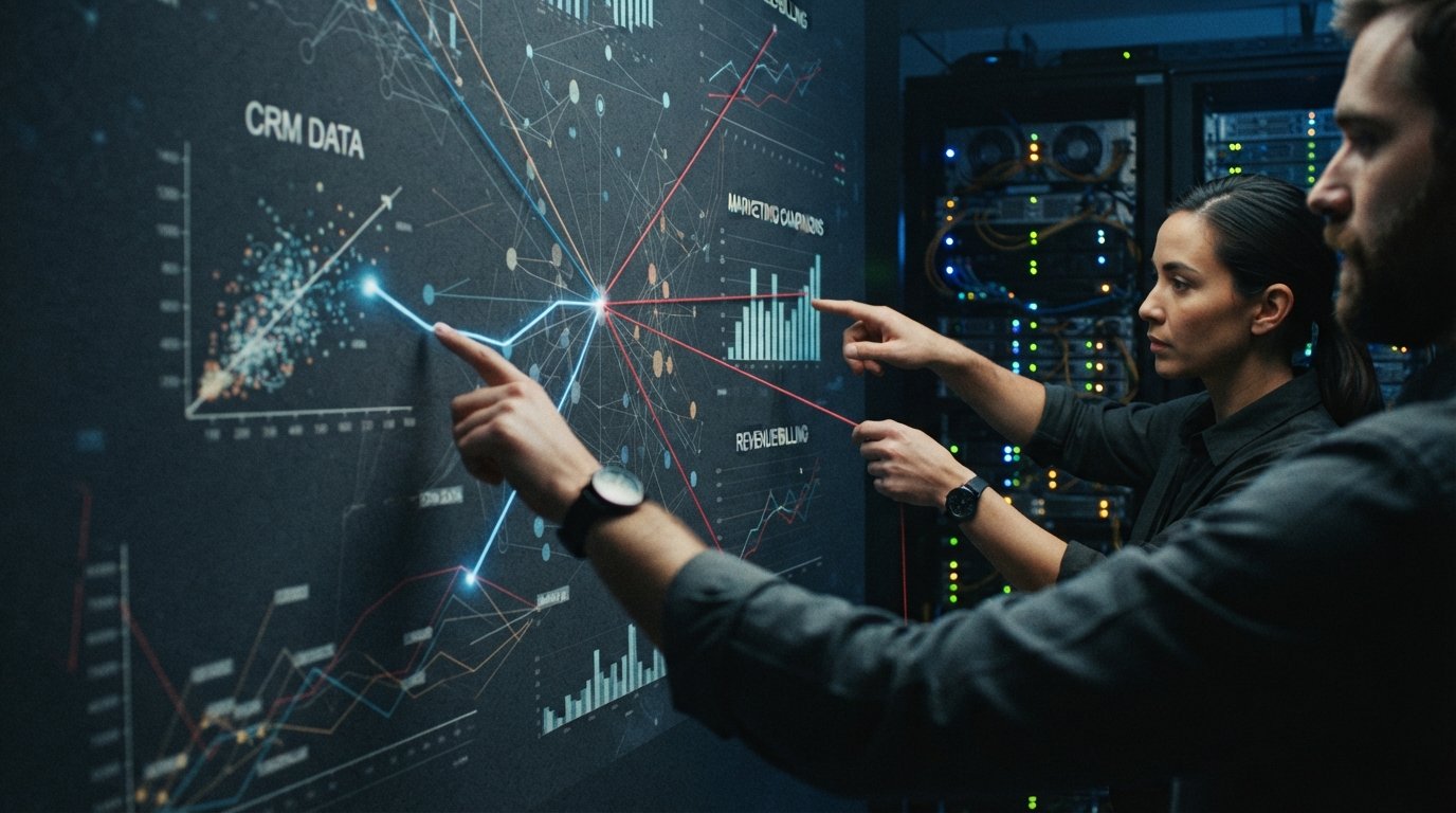 Power BI vs Excel: When Spreadsheet Reporting Stops Scaling 2 Analyst linking CRM, marketing and billing charts, the point where Power BI beats Excel for reporting
