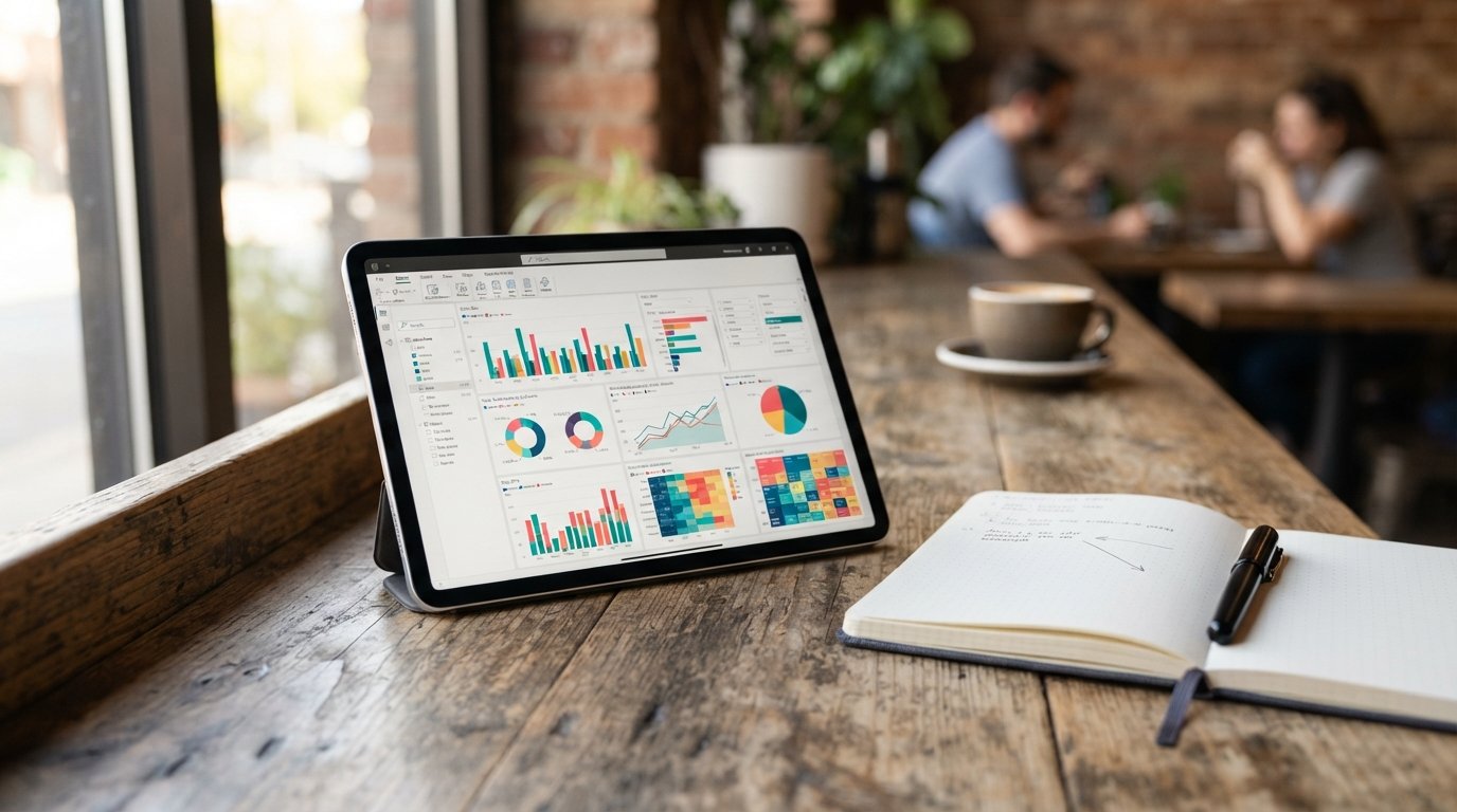 Power BI vs Excel: When Spreadsheet Reporting Stops Scaling 3 Tablet showing an interactive Power BI report with filters, compared with a static Excel workbook