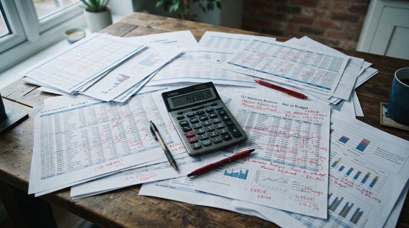 Printed spreadsheet reports with handwritten corrections, the Power BI vs Excel tipping point for reporting