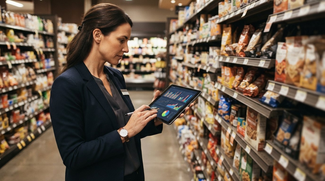 Power BI vs Tableau: Which Fits Your Team's Reporting Needs? 4 Retail manager using a sales report on a tablet, the real-world test for any Power BI vs Tableau decision